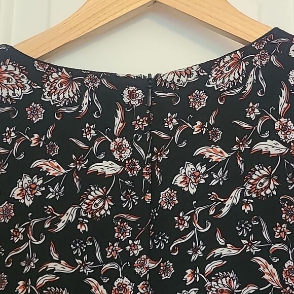 Vince Camuto Floral Maxi Dress Sleeveless Border Detail Black Red Yellow Size 14 - Picture 8 of 13